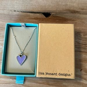 NWT sterling silver 18” Lisa Leonard design purple enamel heart necklace